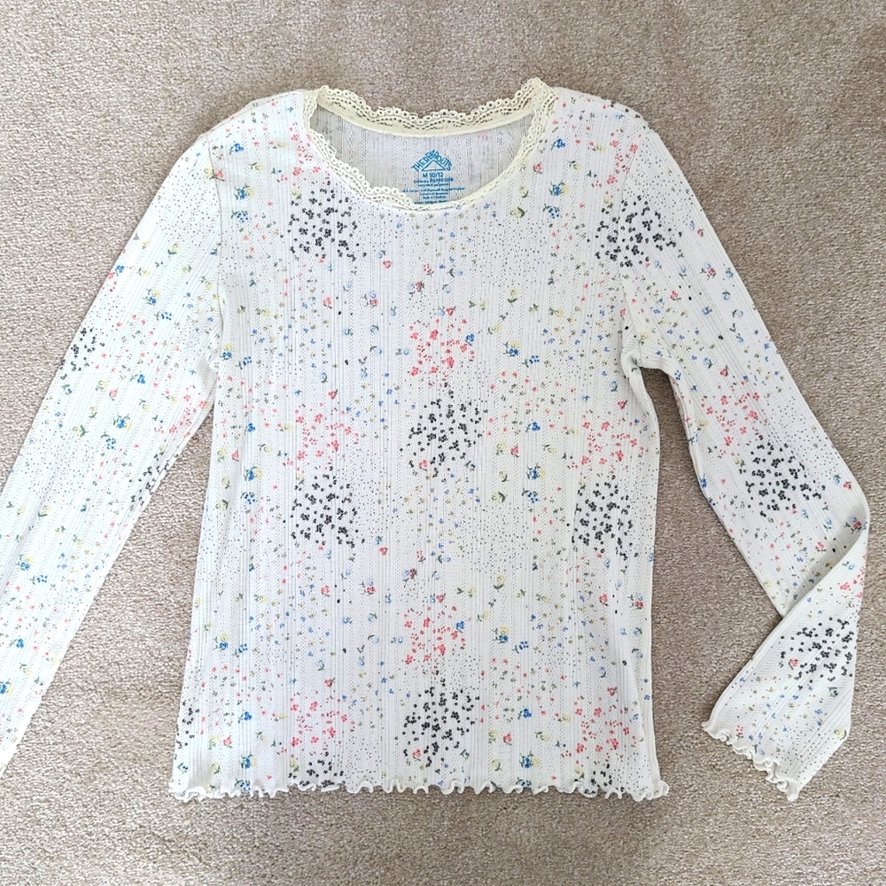 Long Sleeve floral youth top size 10/12
